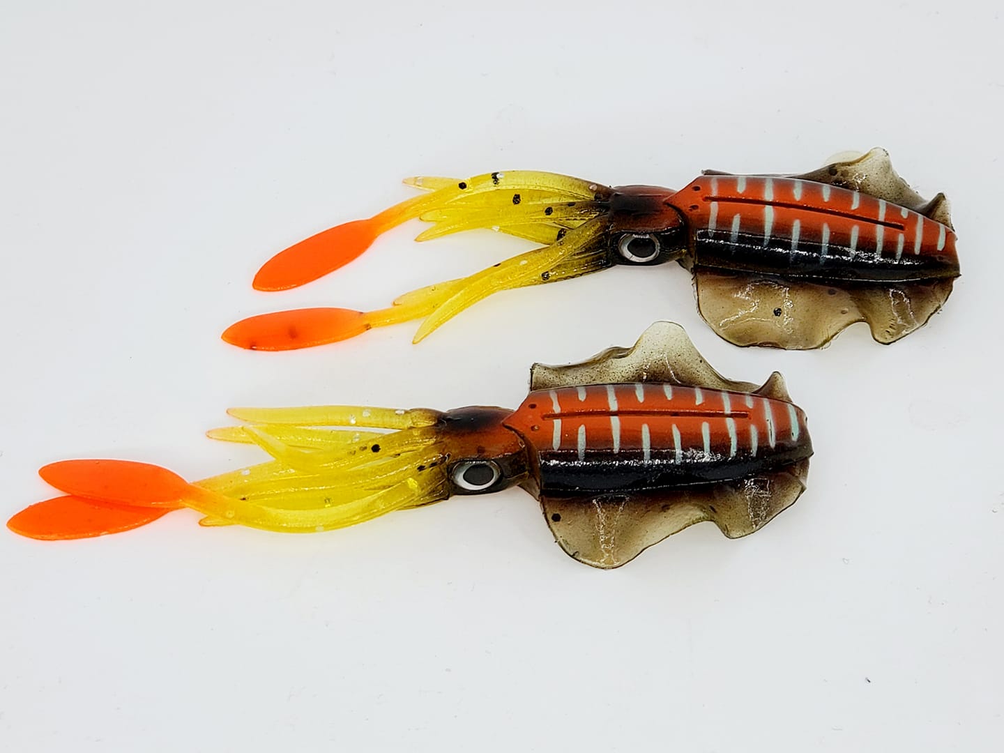 Leurre glow squid Fat Pat 4 pouces brun et orange