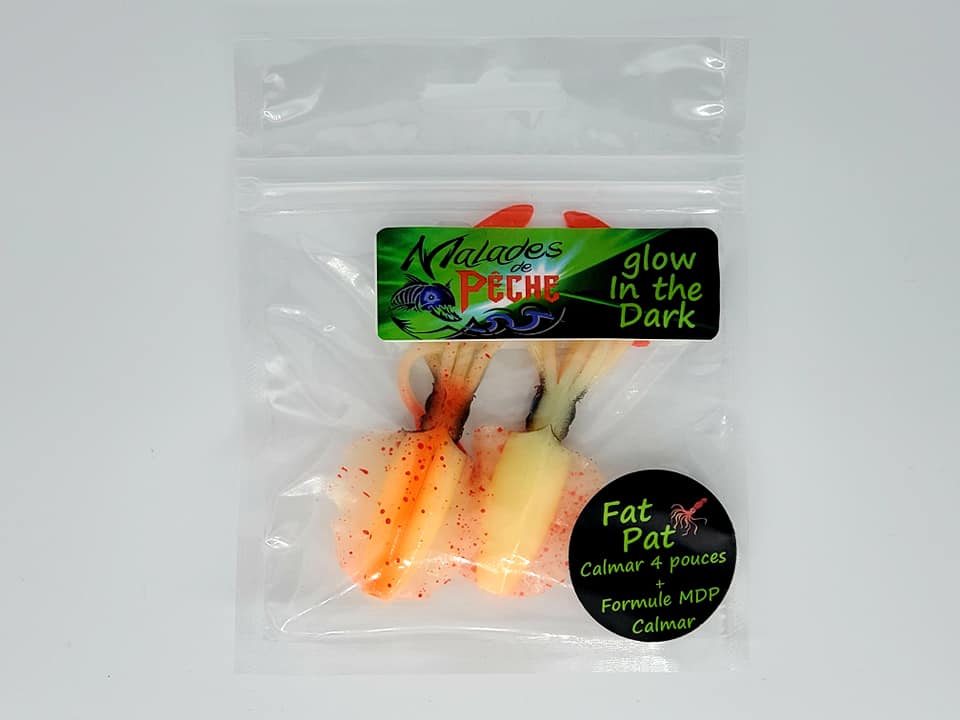 Leurre glow squid Fat Pat 4 pouces orange 2