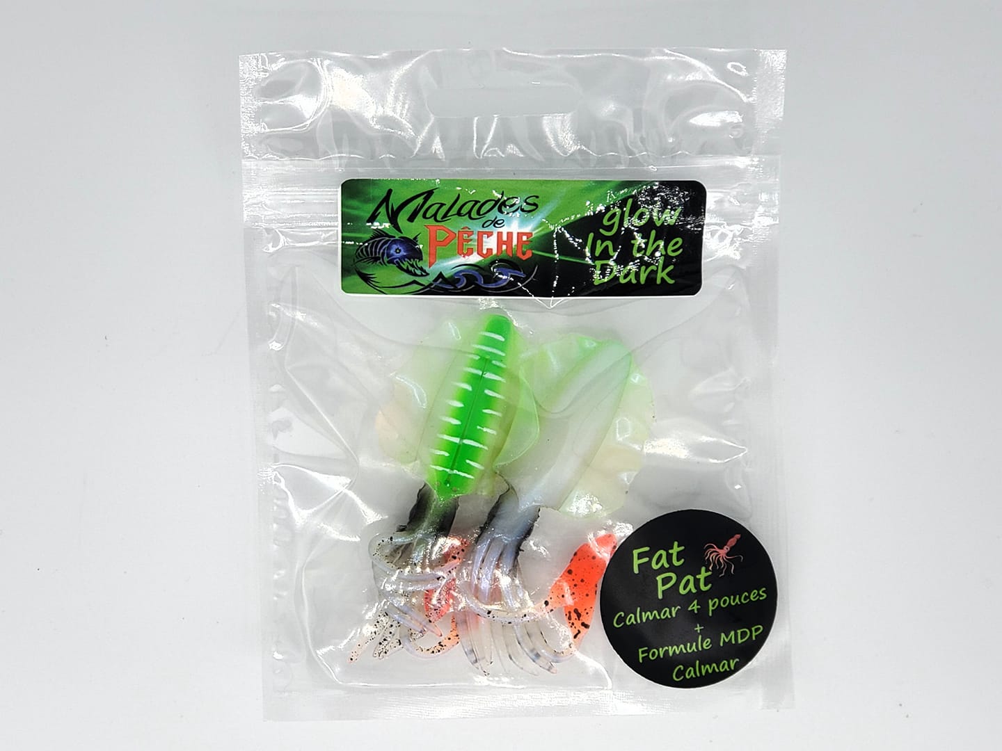 Leurre glow squid Fat Pat 4 pouces vert2