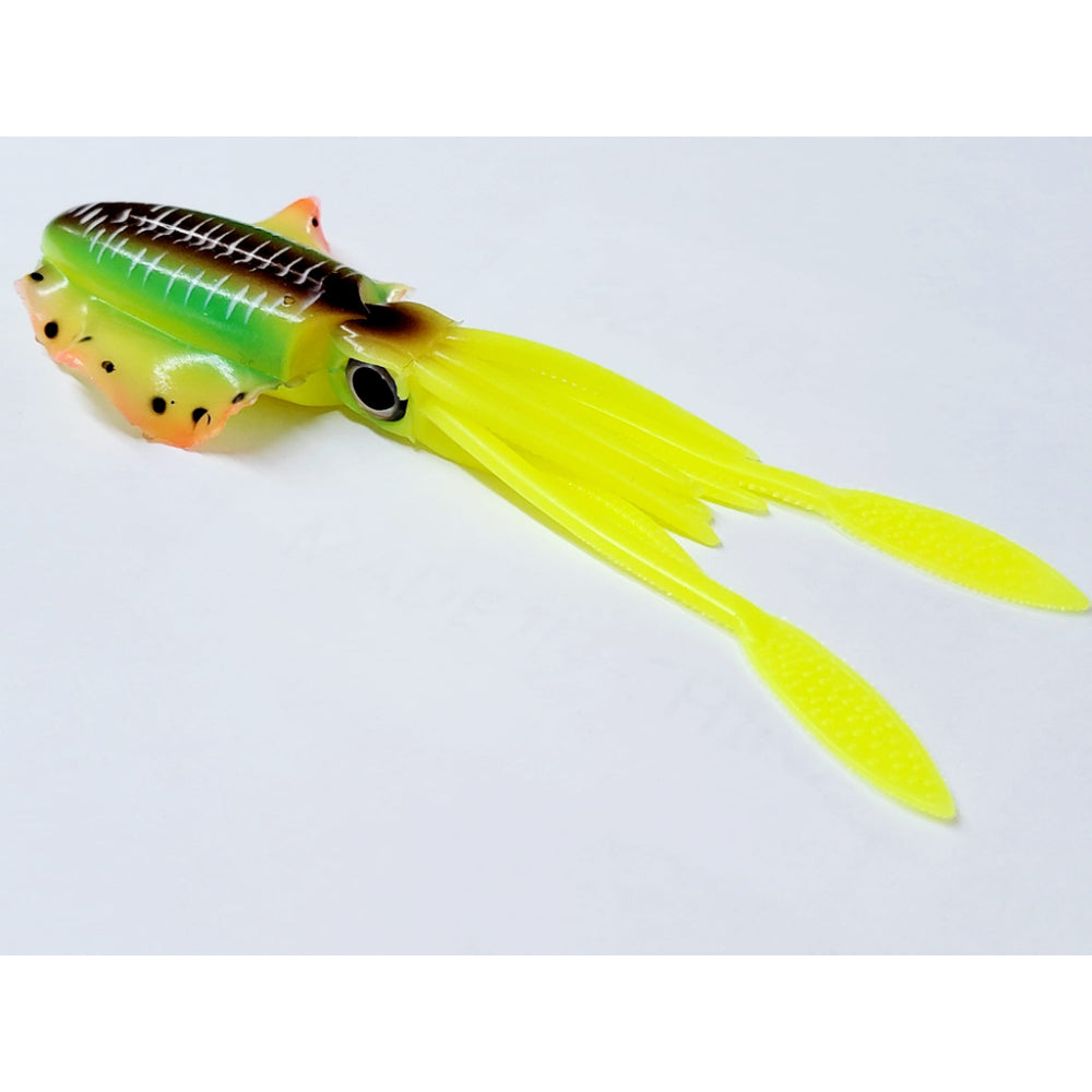 Leurre glow squid Fat Pat 6 pouces Fire Tiger