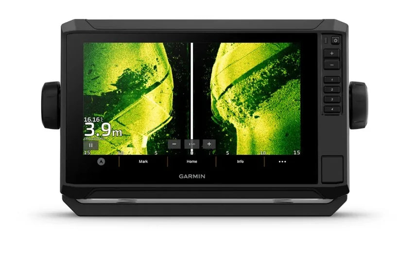 Vue avant du Garmin ECHOMAP UHD2 95sv avec imagerie sonar