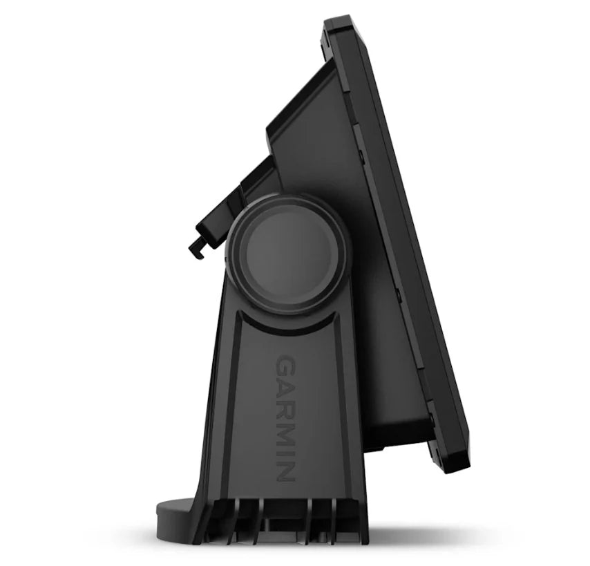 Vue de profil du Garmin ECHOMAP UHD2 95sv et son support